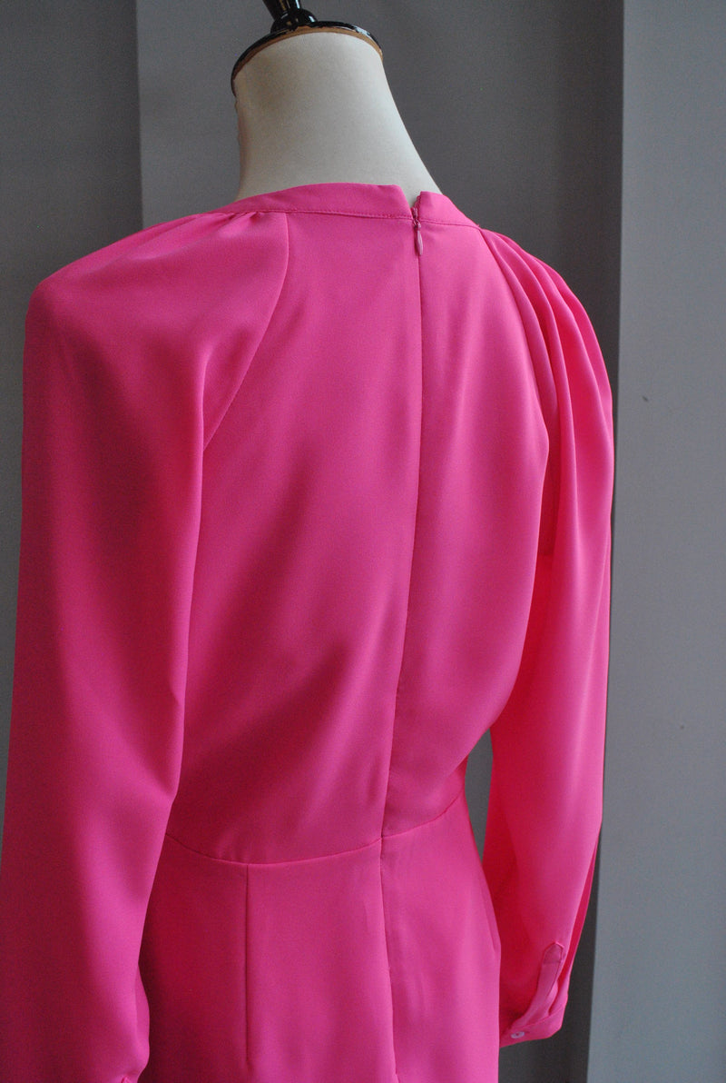 FUCHSIA SUMMER DRESS WITH RUSHING