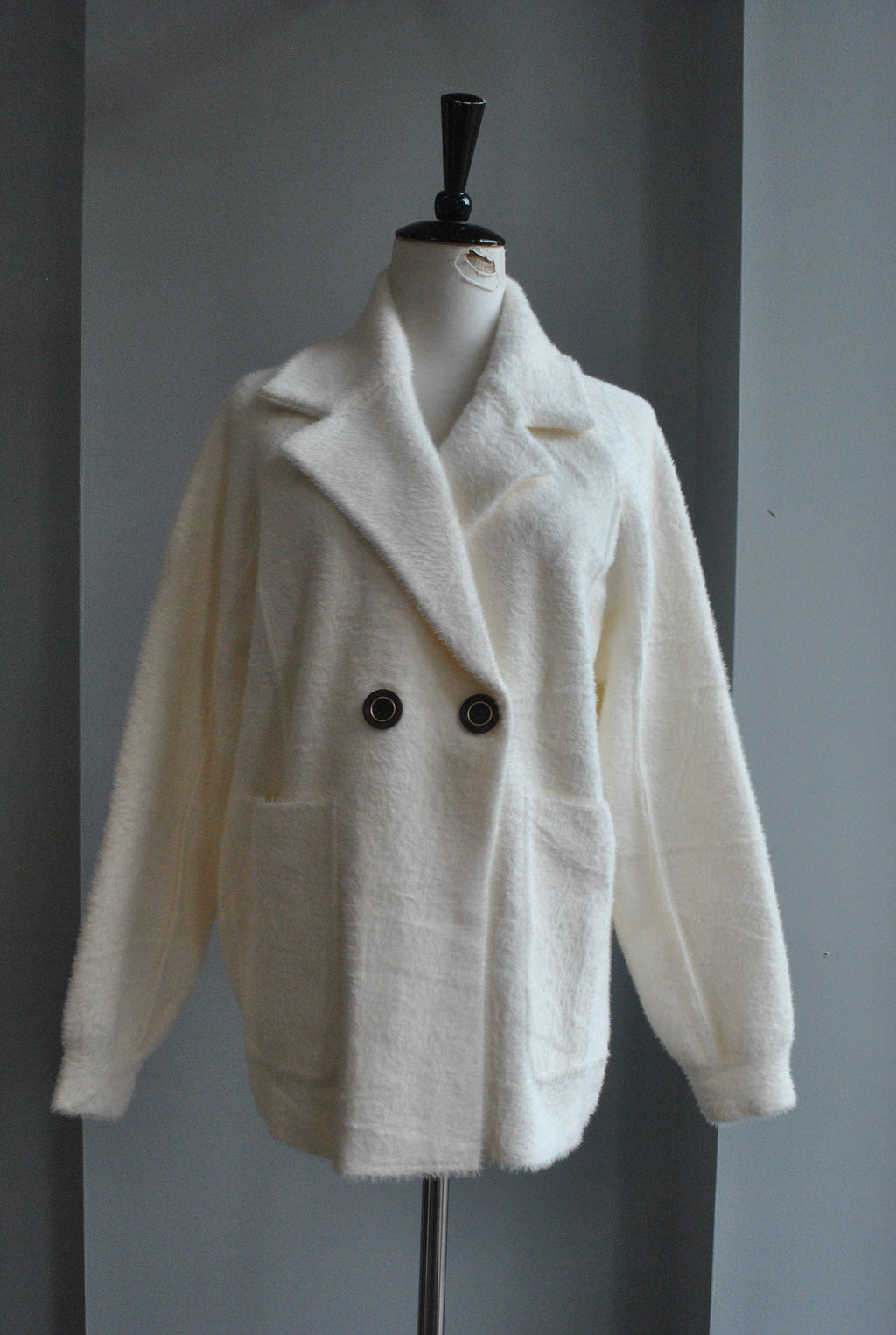 OFF WHITE  SIMPLE SHORT ALPAKA JACKET