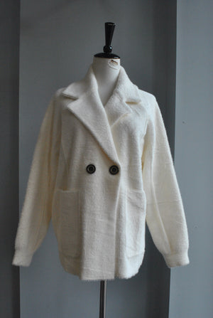 OFF WHITE  SIMPLE SHORT ALPAKA JACKET