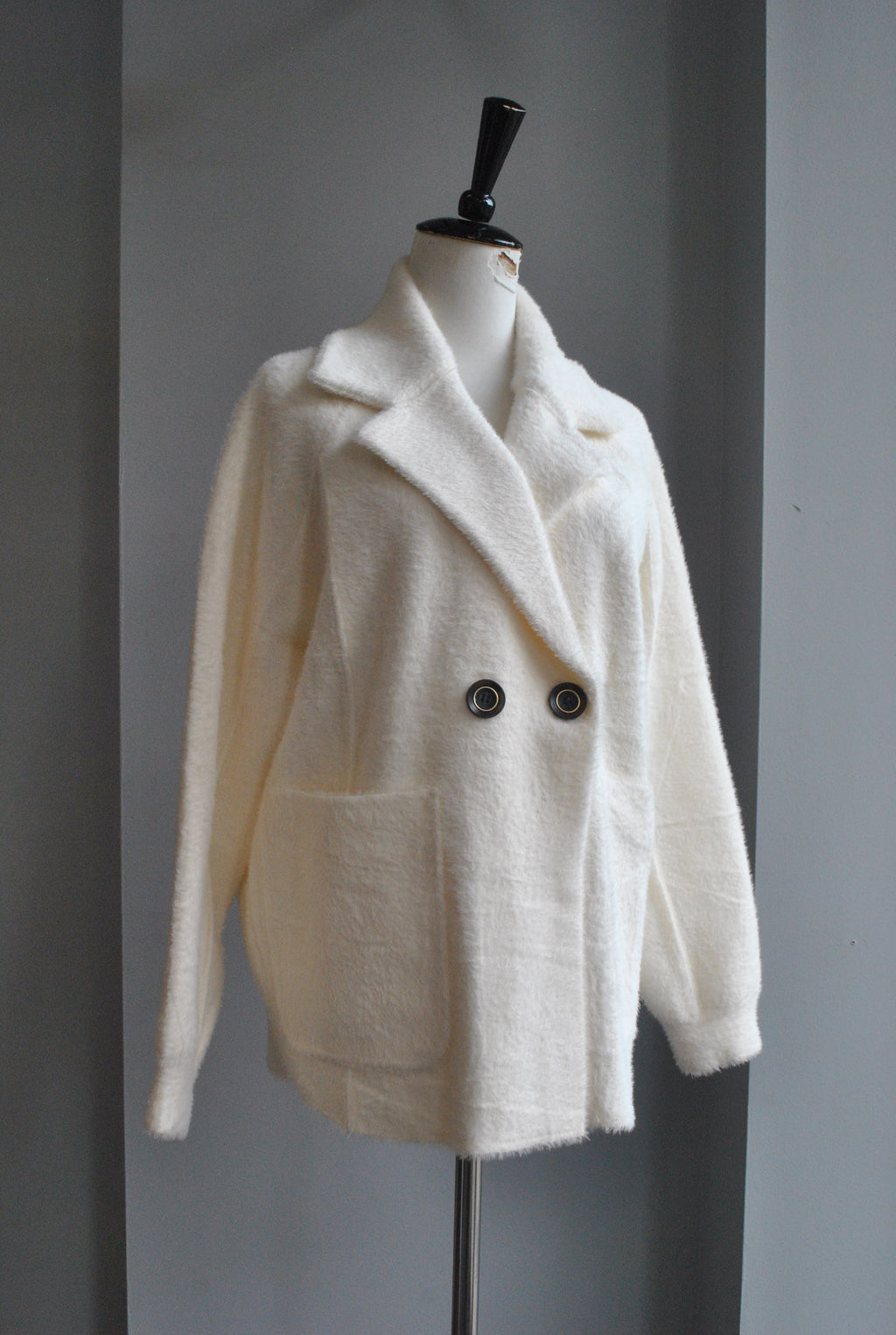 OFF WHITE  SIMPLE SHORT ALPAKA JACKET