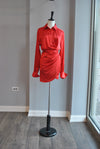 RED SILKY MINI SUMMER PARTY DRESS
