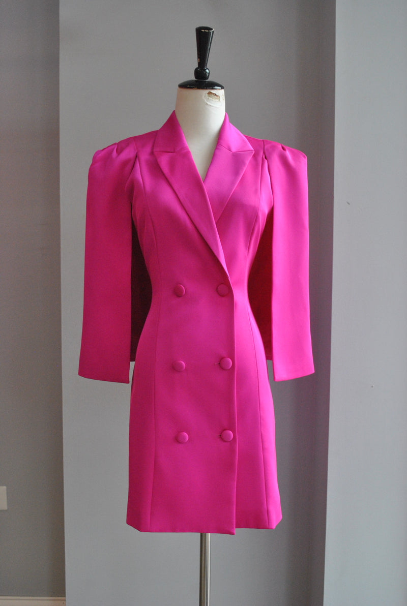 MAGENTA PINK JACKET DRESS WITH CAPE