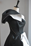 BLACK AND WHITE FIT AND FLAIR MINI COCKTAIL DRESS