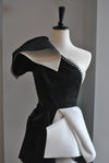 BLACK AND WHITE FIT AND FLAIR MINI COCKTAIL DRESS