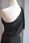 BLACK ASYMMETRIC PARTY DRESS WITH A CHAIN