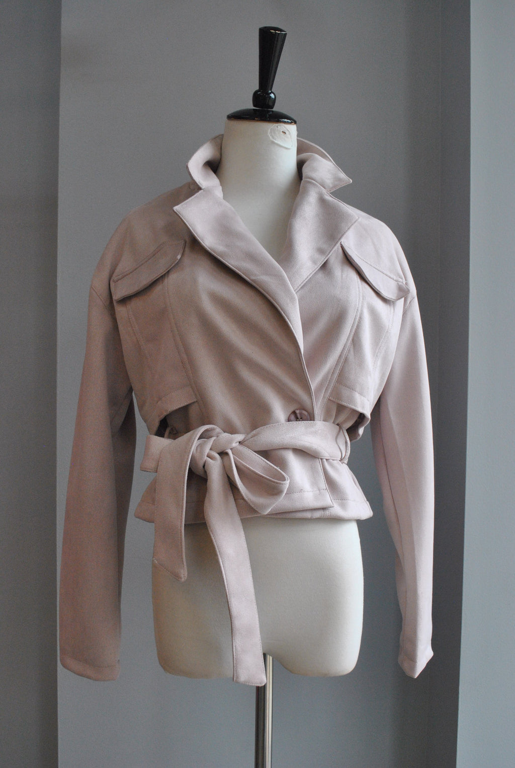 BLUSH PINK FAUX SUEDE JACKET