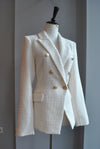 VANILLA AND GOLD TWEED DOUBLE BREASTED BLAZER