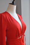 RED A-LINE DRESS WITH A PEEK A BOO