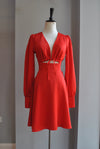 RED A-LINE DRESS WITH A PEEK A BOO