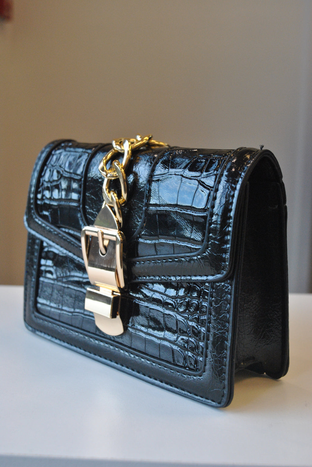 SMALL BACK CROSSBODY BAG WITH GOLD CHAIN