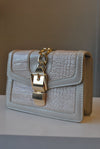 CARAMEL FAUX CROCODILE LEATHER CLUTCH / CROSSBODY HANDBAG