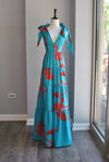 TEAL AND RED SUMMER MAXI DRESS