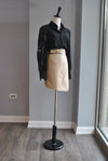 SAND COLOR FAUX LEATHER SKIRT WITH A BELT