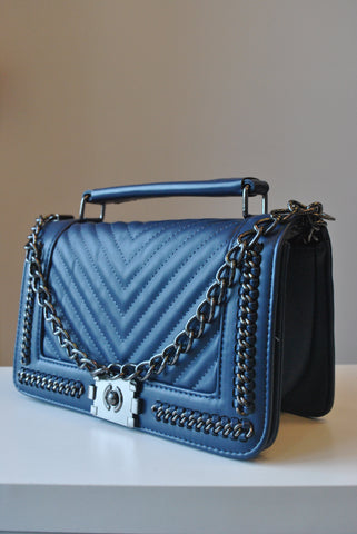 CARAMEL FAUX CROCODILE LEATHER CLUTCH / CROSSBODY HANDBAG