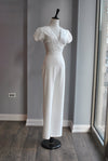 CLEARANCE - WHITE JUMPSUIT WITH LACE DETAILS
