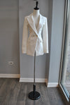 WHITE BLAZER WITH GOLD BUTTONS