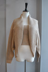 LIGHT TAUPE AND YELLOW LONG OPEN STYLE SWEATER CARDIGAN