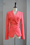 CORAL COLOR CROPPED DOUBLE BREASTED BLAZER