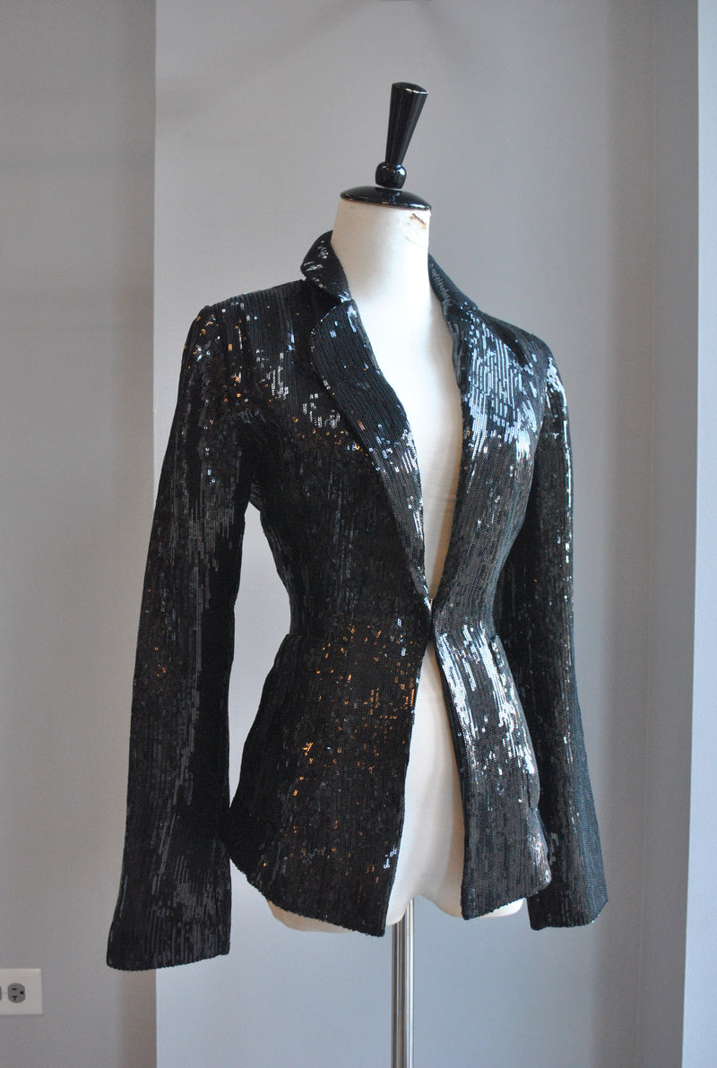 CLEARANCE - BLACK SEQUIN BLAZER