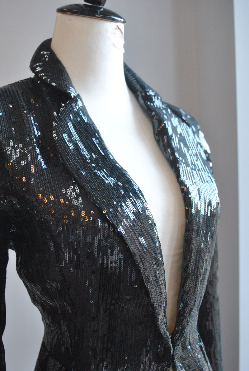 CLEARANCE - BLACK SEQUIN BLAZER