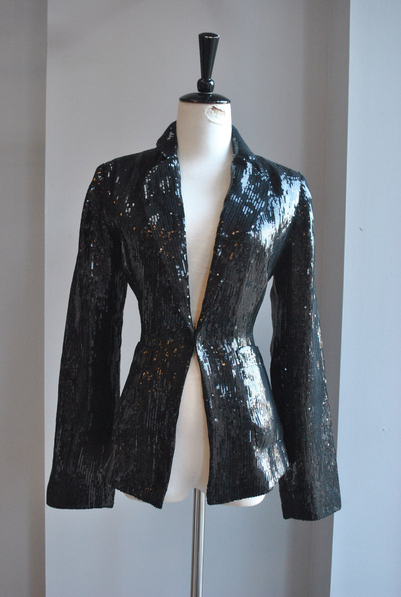 CLEARANCE - BLACK SEQUIN BLAZER