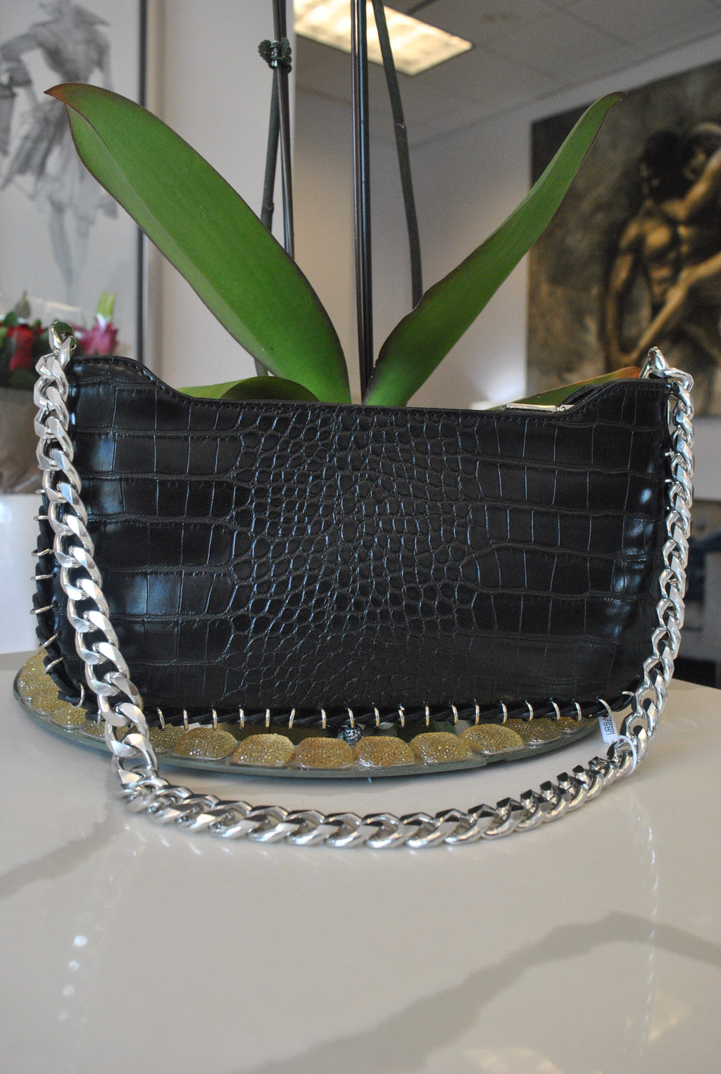 CROCODILE SKIN LOOK CLUTCH / SHOULDER BAG