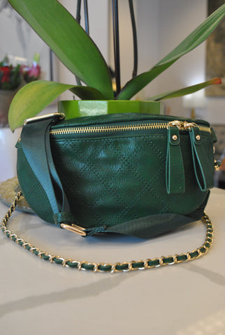 CARAMEL FAUX CROCODILE LEATHER CLUTCH / CROSSBODY HANDBAG