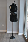 BLACK FAUX FUR VEST WITH A BELT