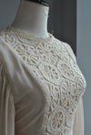 VANILLA DRESS WITH LACE AND PLEATED