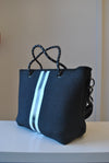 BLACK AND WHITE HANDBAG WITH CROSSBODY THICK STRAP