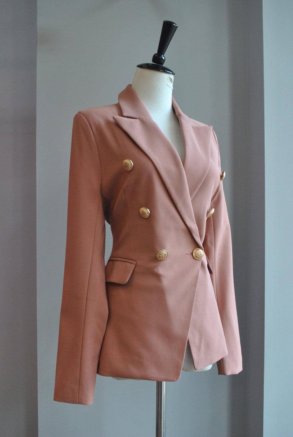COFFEE COLOR DOUBLE BREASTED BLAZER
