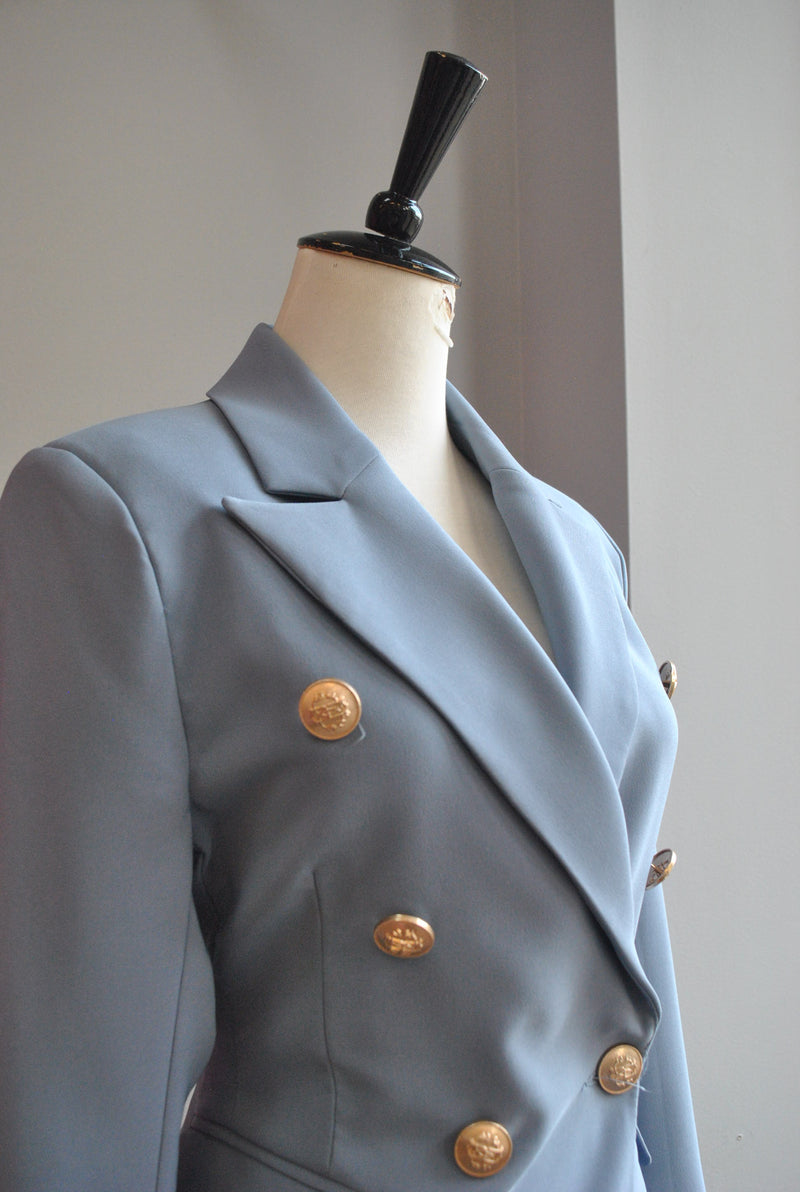DUSTY BLUE DOUBLE BREASTED BLAZER