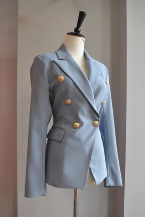 DUSTY BLUE DOUBLE BREASTED BLAZER