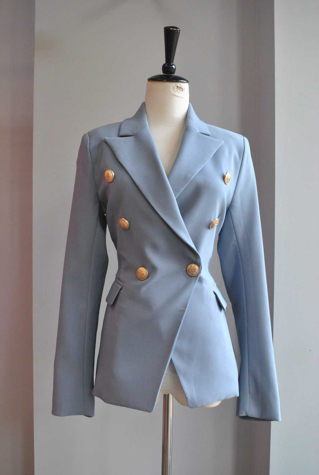 DUSTY BLUE DOUBLE BREASTED BLAZER