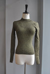 BEIGE ULTRA THIN HIGH NECK TOP WITH LONG SLEEVES
