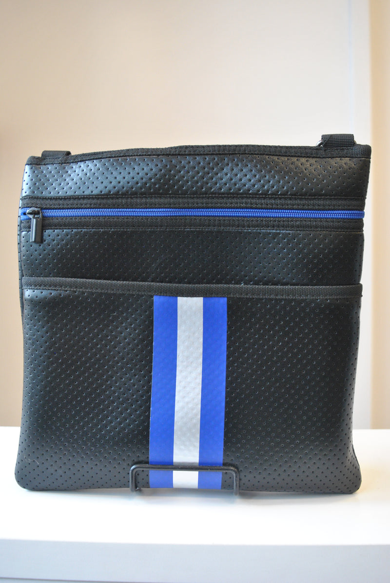 BLACK AND BLUE CROSSBODY HANDBAG