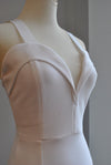 WHITE BANDAGE DRESS WITH FEATHERS