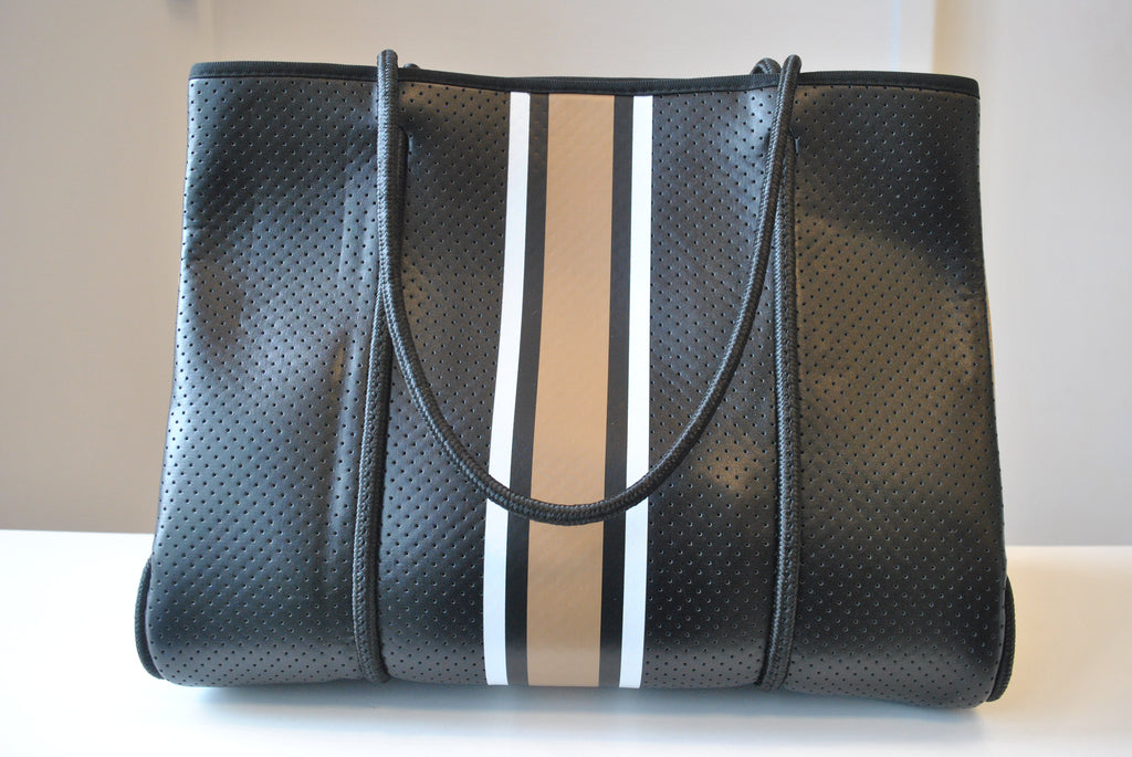 BLACK AND BEIGE OVERSIZED SHOULDER BAG