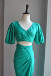 CLEARANCE - TEAL GREEN SET OF MIDI SKIRT AND CROPPED TOP