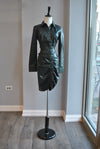 FOREST GREEN PEEK A BOO FAUX LEATHER DRESS