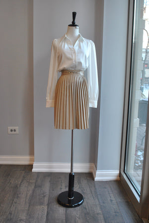 CLEARANCE - CAPPUCCINO FAUX LEATHER PLEATED SKIRT