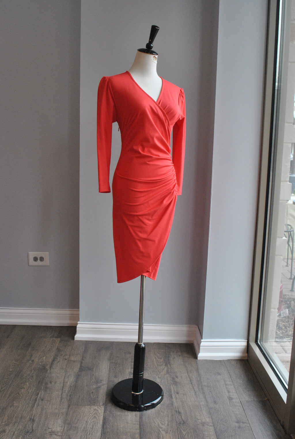 ORANGE CASUAL SUMMER DRESS WITH RUSHING