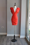 RED MINI DRESS WITH CUP STATEMENT SLEEVES