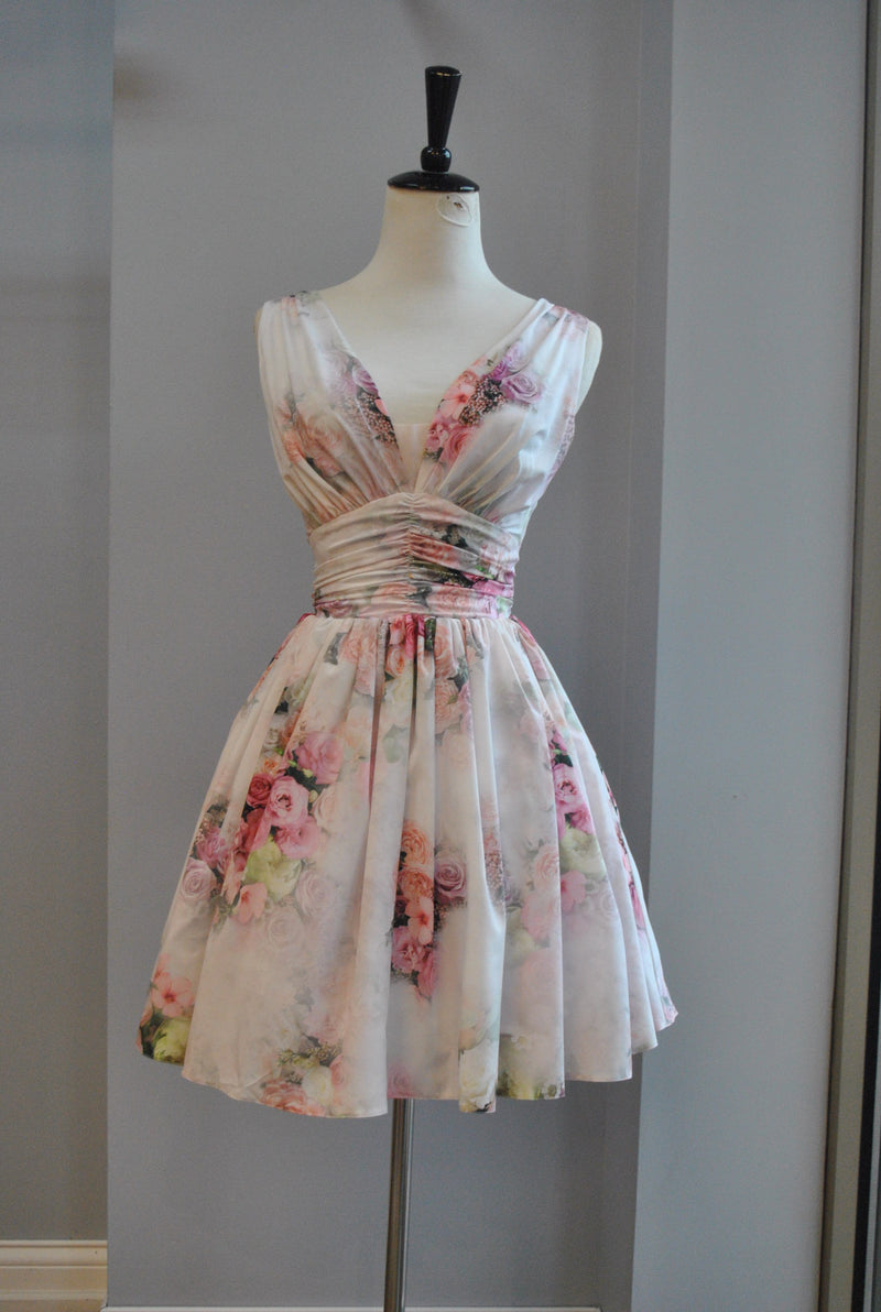 WHITE FLOWER FIT AND FLAIR SUMMER DRESS