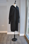 BLACK OPEN STYLE SWEATSHIRT WITH A HOODIE