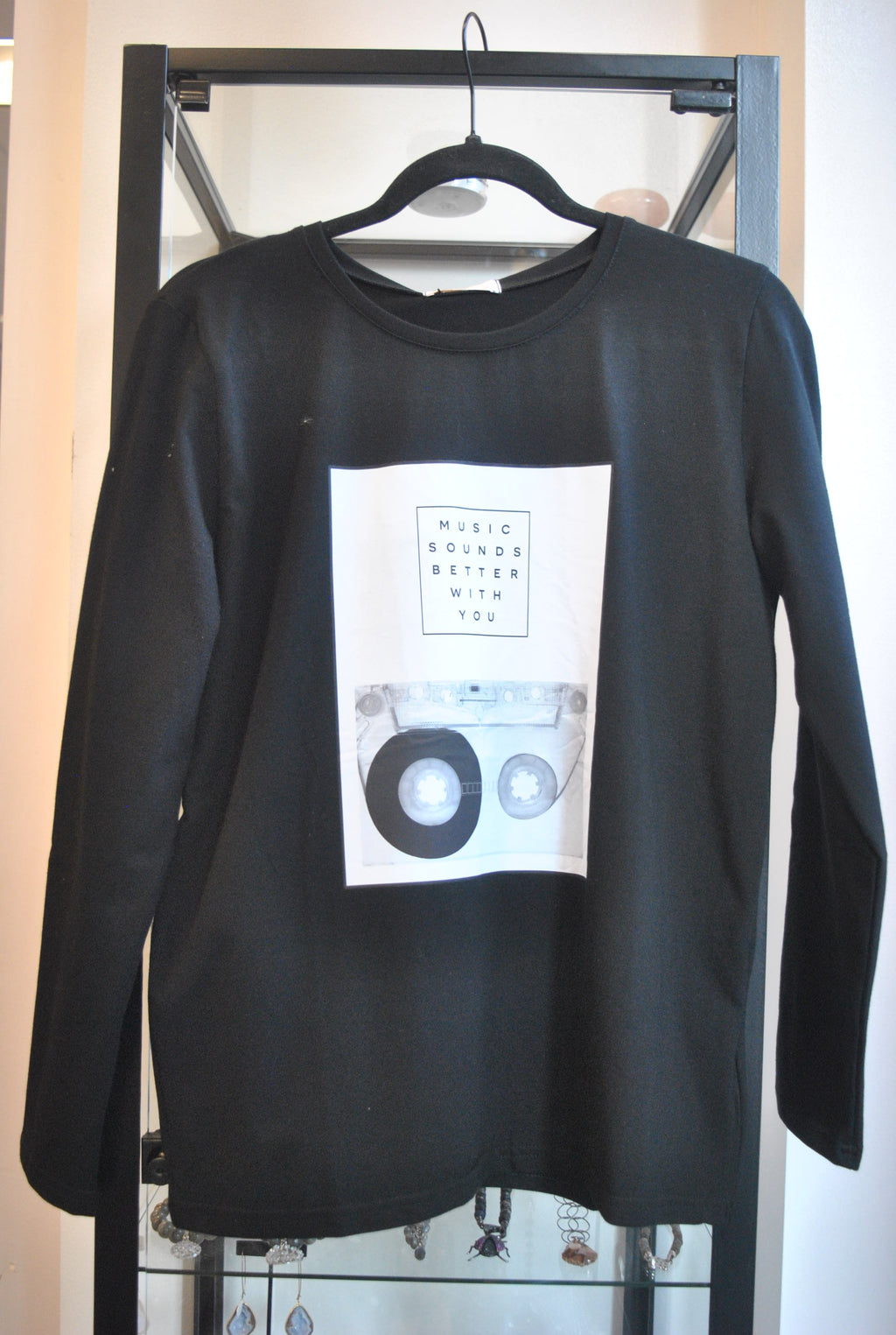 BLACK TOP WITH LONG SLEEVES - MUSIC SOUNDS BETTER WITH YOU