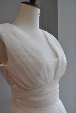 WHITE MESH FIT AND FLAIR DRESS