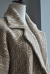 BEIGE AND WHITE PRINT ALPAKA COAT