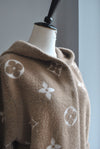 TAUPE ALPAKA COAT WITH A HOODIE