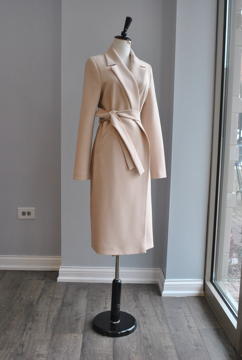 BEIGE WITH PINK SHADE SIMPLE SPRING COAT